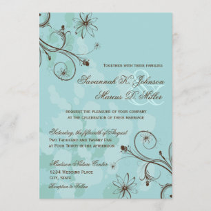 Convite Robin Egg Blue Brown Convocações para Casamento Fl
