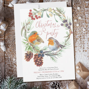 Convite Robin Mistletoe Pine Wreath Festa de Natal