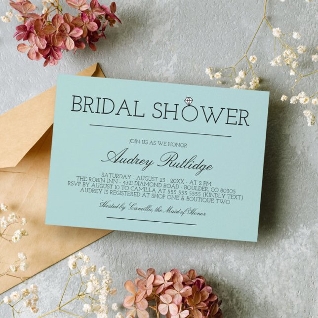 Convite Robin's Egg Blue - Diamond Ring - Chá de panela (Criador carregado)