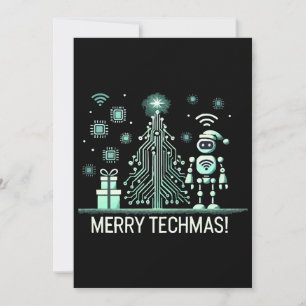 Convite Robô AI com Árvore de Natal Tech - Techmas de Feli