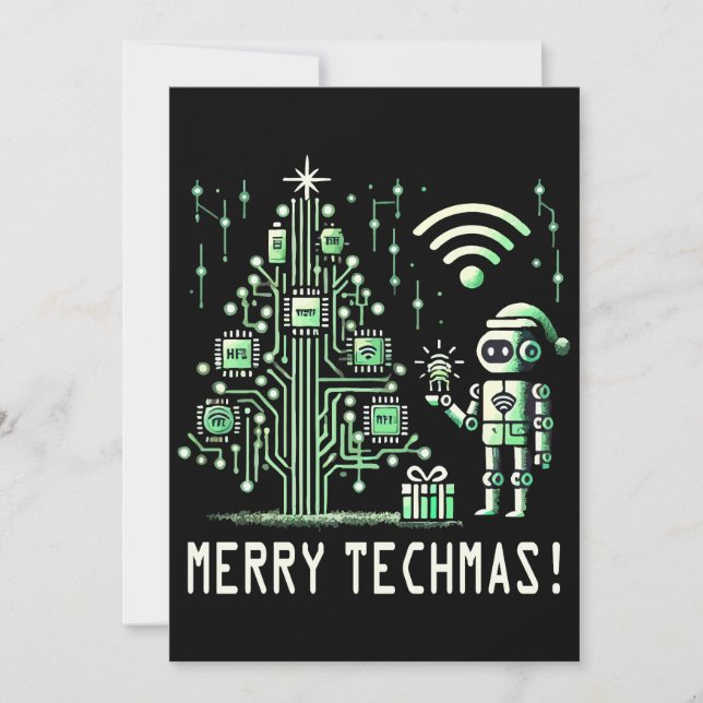 Convite Robô AI com Árvore de Natal Tech - Techmas de Feli (Frente)