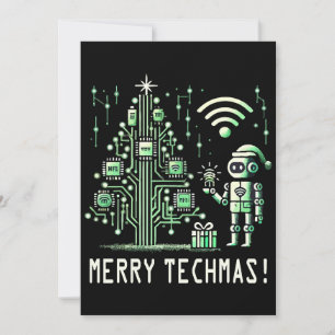 Convite Robô AI com Árvore de Natal Tech - Techmas de Feli