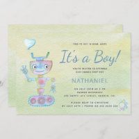 Robô bonito azul Pastel é um chá de fraldas de men