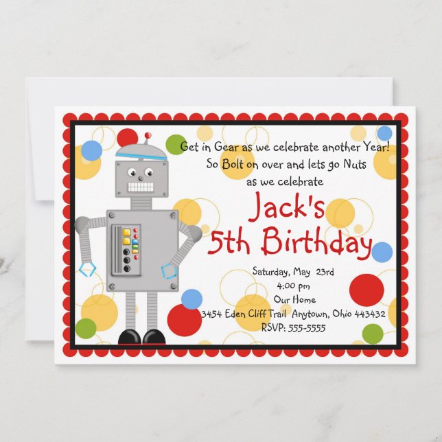Convite Robot Birthday (Frente)