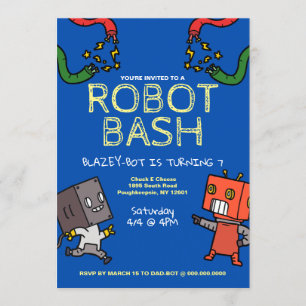 Convite Robot Birthday Bash