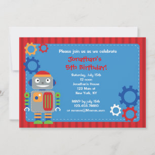 Convite Robot Birthday Party Invitations