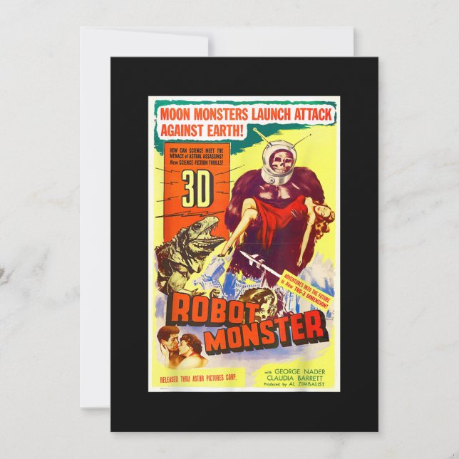 Convite Robot Monster Halloween Ficor Ficor Ficha Secundár (Frente)