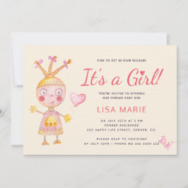 Convite Robot rosa-d'água que é um chá de fraldas