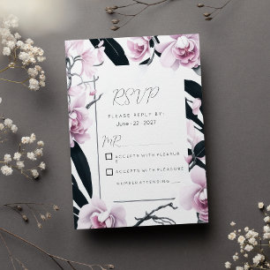 Convite Rochid em forma de aquarela, cor-de-rosa, RSVP