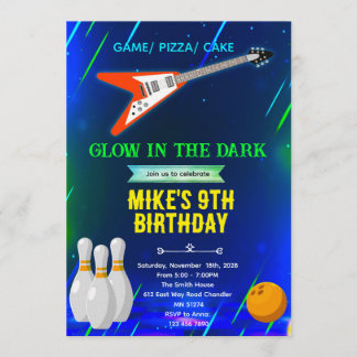 Convite Rock and Bowling Birthday Invitation