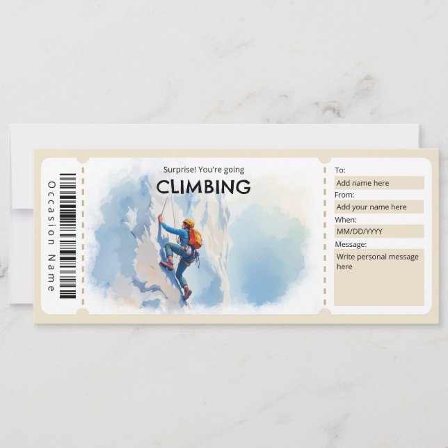 Convite Rock Climbing Gift Certificate (Frente)