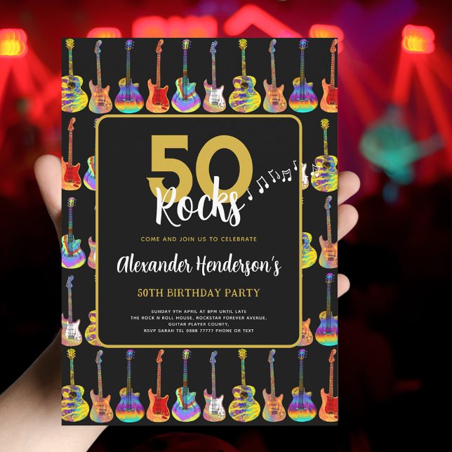 Convite Rock n Roll 50th Festa de aniversário (Rock and roll 50th birthday party invitation )
