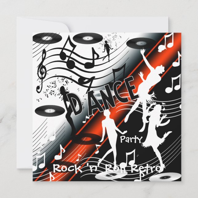 Convite Rock 'n' Roll Retro Dance Party (Frente)
