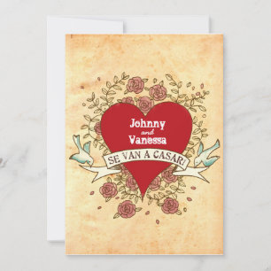 Convite Rock n Roll Wedding (Rosas) ESPANHOL