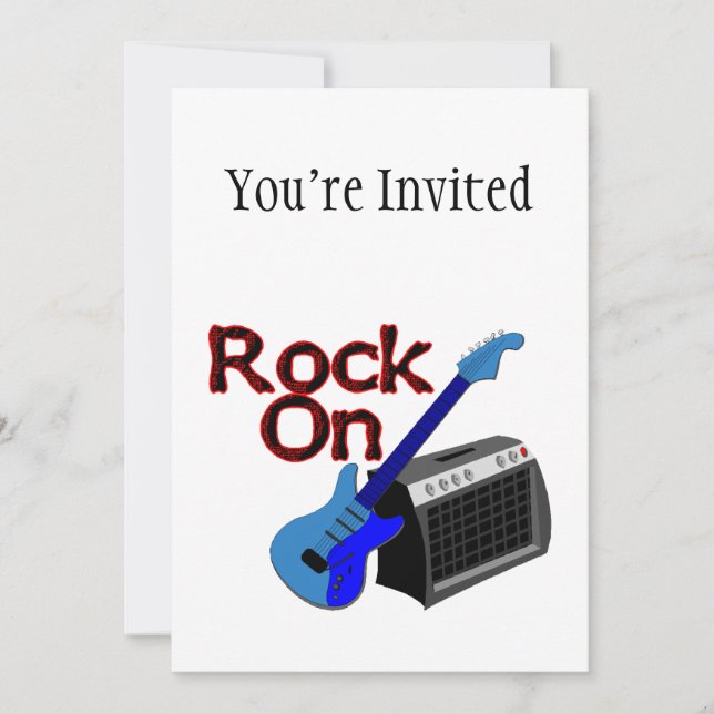 Convite Rock On Guitar & Amp (Frente)