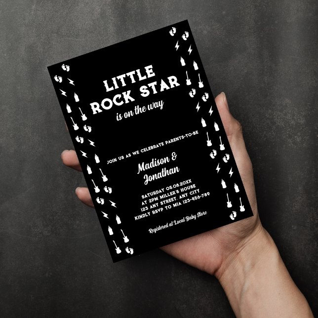 Convite Rock & Roll Chá de fraldas Little Rock Star (Rock And Roll Baby Shower Little Rock Star Invitation)