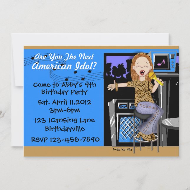 Convite Rock Star Party for Girls (Frente)