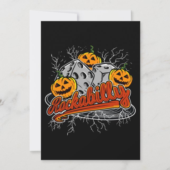 Convite Rockabilly Rock Music Pumpkin Halloween (Frente)