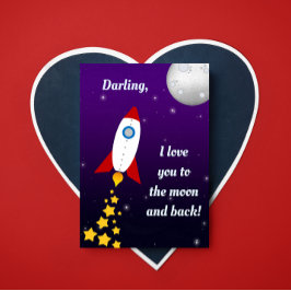 Convite Rocket Ship Ame You to the Moon Card