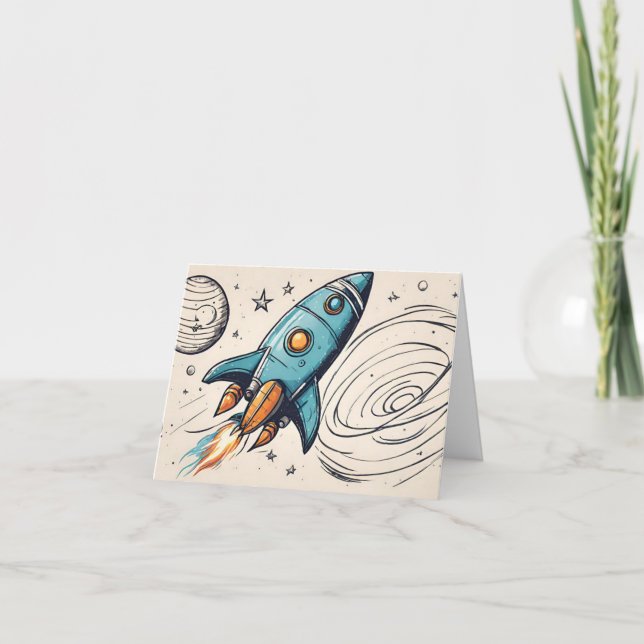 Convite Rocketship Birthday (Frente)