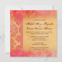 Rockin Pink Grunge Damask Lace Casamento