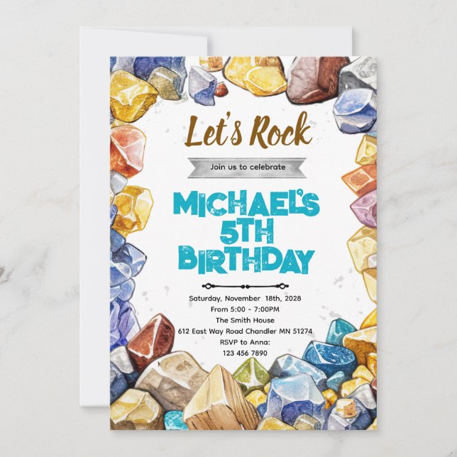 Convite Rocks Geology Birthday party invitation (Frente)
