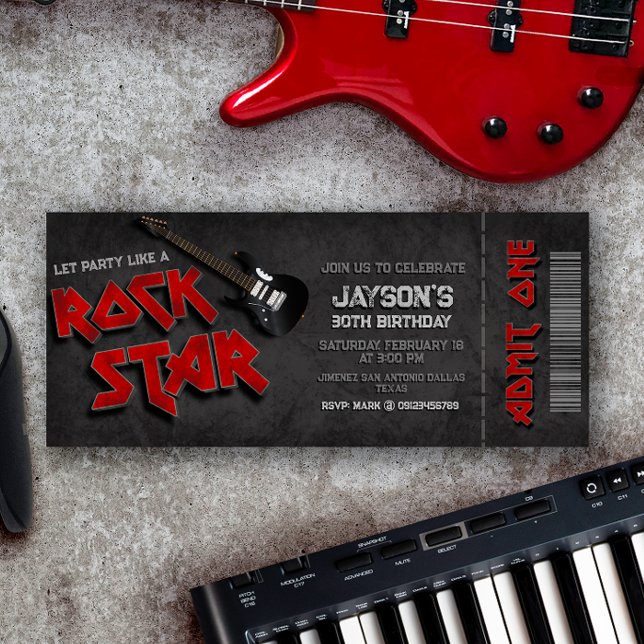 Convite Rockstar - ingresso para Rock and Roll (Criador carregado)