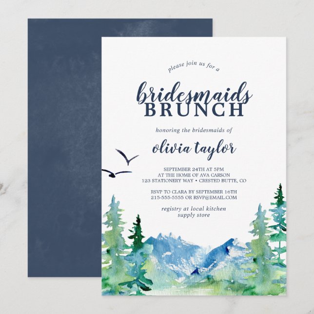 Convite Rocky Mountain Bridesmaids Brunch (Frente/Verso)