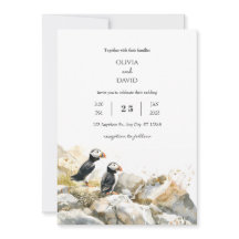 Rocky Shoreline com Casamento Puffins Casal Beach