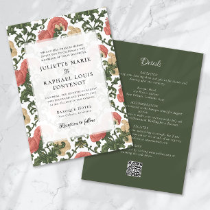 Convite Rococó Barroco Floral Tudo em Um Casamento