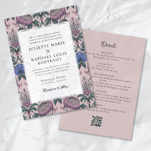 Convite Rococó Barroco Rosa Floral Tudo em Um Casamento