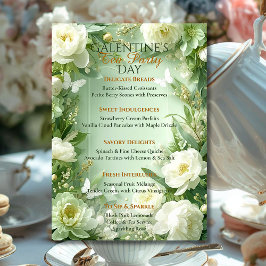 Convite Rococo Butterfly Garden Galentine Tea Party Menu