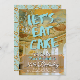 Convite Rococo Festa de aniversário estética Marie Antoine