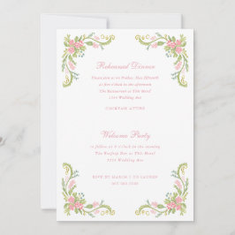 Convite Rococo Ornate Floral Border Rehearsal Dinner