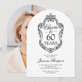 Convite Rococo Vintage Foto 60ª Festa de aniversário