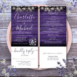 Convite Roda de Jarros de Mason de Madeira Roxa Luzes Tudo