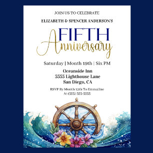 Convite Roda de Leme Náutico 5º Aniversário de Casamento