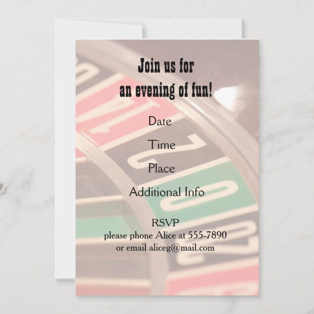 Convite Roda Noturna de Casino com Flair Retroativo (Verso)