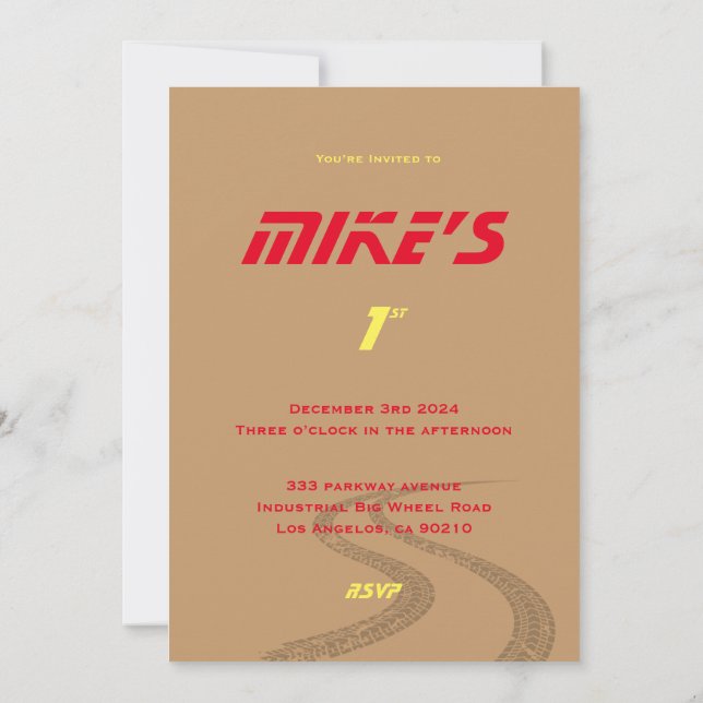 Convite Rodas de monstro laranja, amarelo, vermelho, verde (Verso)