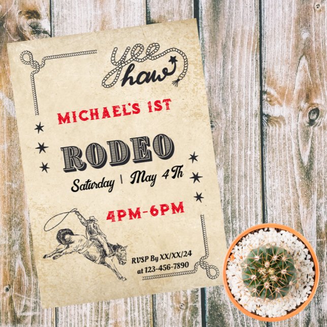 Convite Rodeio Cavalgada Ocidental Cowboy Aniversário Rode (Criador carregado)
