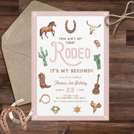 Convite Rodeio do segundo aniversário Ocidental rosa