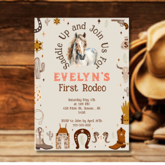 Convite  Rodeio Infantil Cowboy Western Rústico 