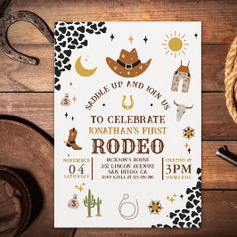 Convite Rodeo First Birthday, Cowboy Birthday Boy