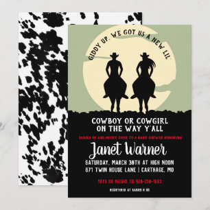 Convite Rodeo Themed Chá de fraldas