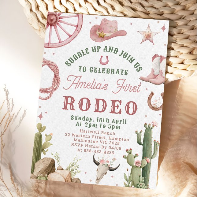 Convite Rodeo Western Cowgirls 1st Birthday Invitation (Criador carregado)