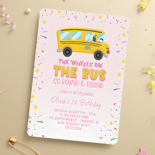 Convite Rodinhas Rosa no Ônibus 1º Aniversário