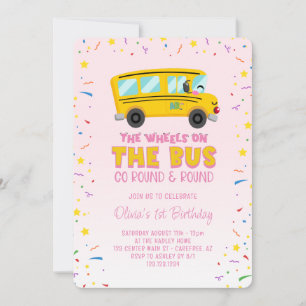 Convite Rodinhas Rosa no Ônibus 1º Aniversário