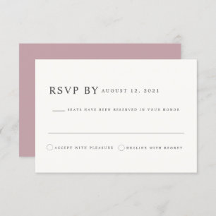 Convite ROGUE Dusty Blush Rosa Mauve Casamento RSVP Card