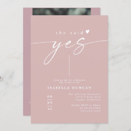 Convite ROGUE Dusty Rosa Blush Ela Disse Sim Chá de panela