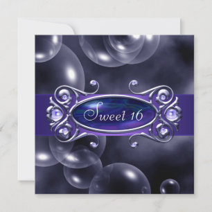 Convite Rojas Bolhas Festa Purple Sweet 16 Anos